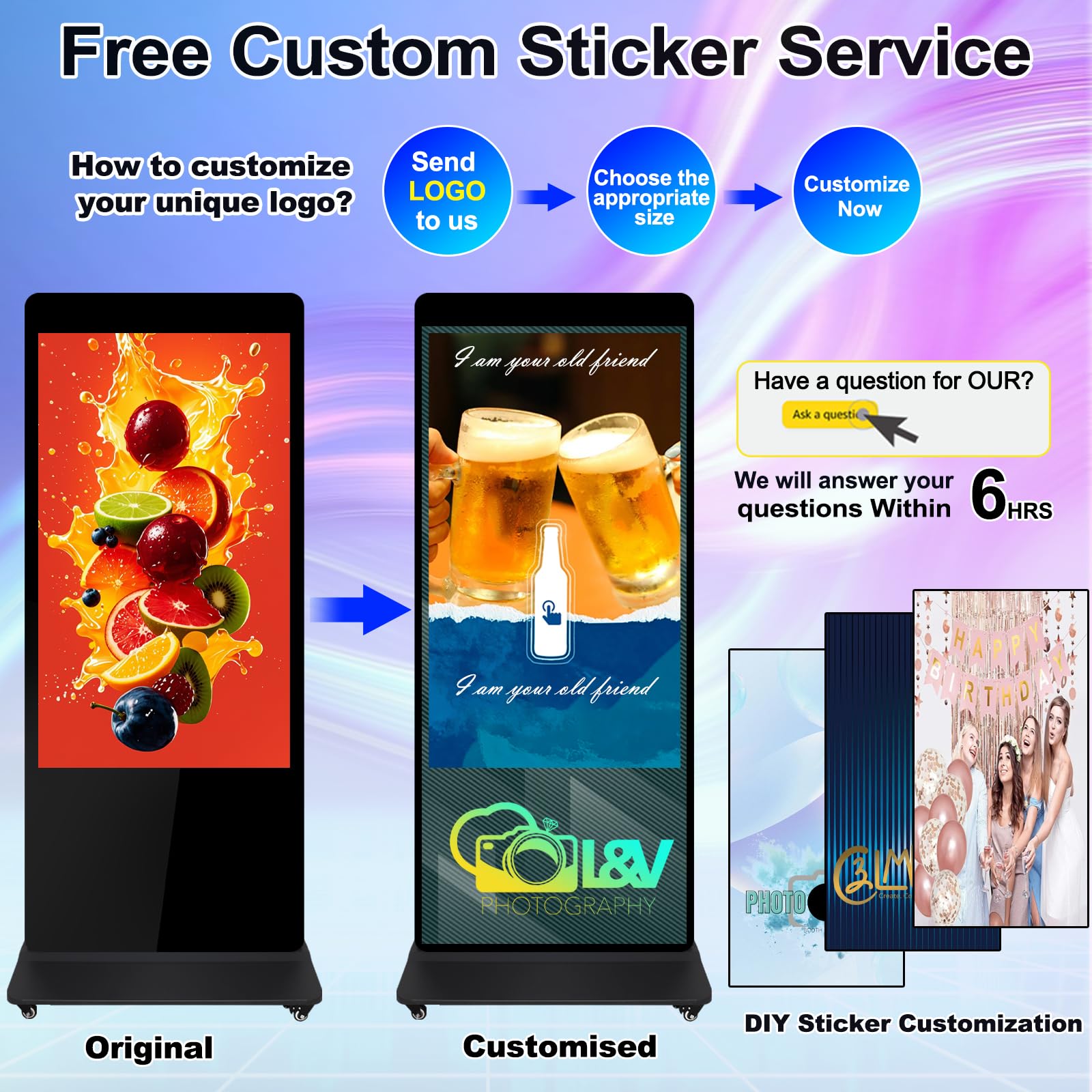 ZLPOWER 65" Digital Signage Kiosk Touch Screen Digital Kiosks Interactive Displays Floor Standing 4K IPS LCD Screen Commercial Totem with Android 11 System Interactive Advertising Media Player