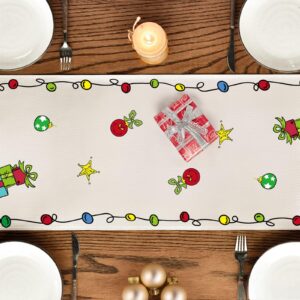 Christmas Table Runner, Merry Christmas Runner 72 Inches Long, Farmhouse Burlap Table Runner for Christmas Table Decor, Xmas Table Runner, Holiday Dining Table Runner,Winter Table Runner 12x72 Inch