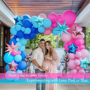 Blue and Pink Balloon Garland Arch Kit 135Pcs with five-pointe Star balloons for summer aloha Baby shower Gender reveal Hawaii cartoon birthday decorations