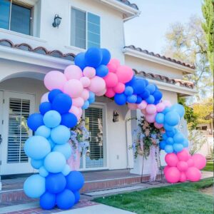 Blue and Pink Balloon Garland Arch Kit 135Pcs with five-pointe Star balloons for summer aloha Baby shower Gender reveal Hawaii cartoon birthday decorations