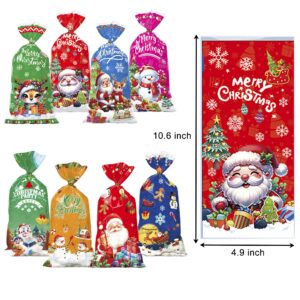 gustach Christmas Treat Bags, 160 PCS 8 Styles Christmas Candy Bags, Christmas Cookie Bags, Christmas Cellophane Treat Bags