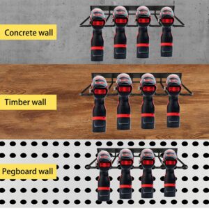 Reetsing 2 Pack Drill Holder,Power Tool Organizer,Wall Mount,4 Cordless Metal Shelf Holder,Practical Storage Rack for Dewalt Cordless Tools