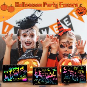 ZMLM Halloween Party Favors Toys Kids: 24 Pack Rainbow Scratch Art Notebook Bulk Scratch Art Party Favors Girls Boys Birthday Party Favors Classroom Prizes Gifts