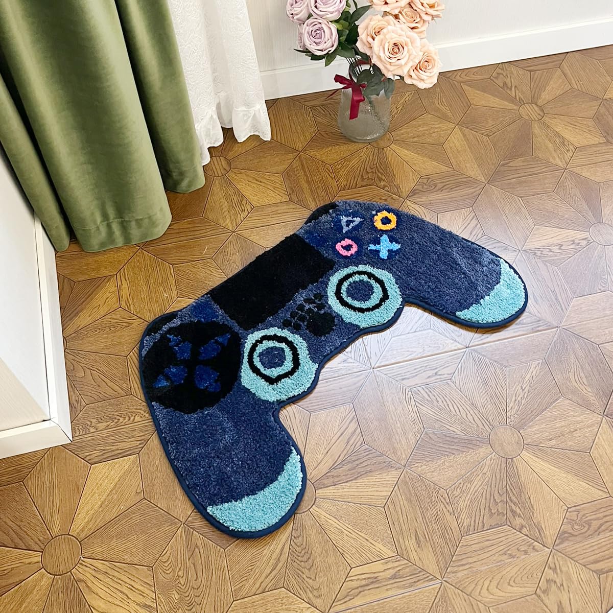 LAKEA Gamer Controller Shaped Tufted Rug 3D Irregular Plush Kawaii Boys Bedroom Bedside Carpet Home Decor Non-Slip Bath Mat Doormat (31.9X19.7in (81X50 CM))