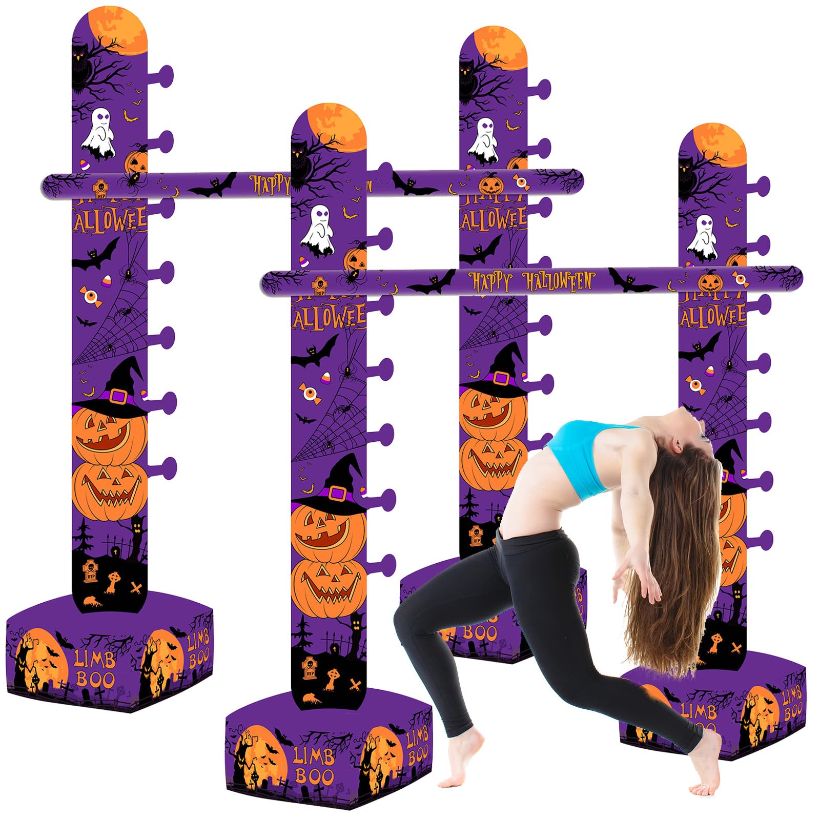 Seenelling 2 Pack Halloween Inflatable Limbo Party Game 59 in Spooky Pumpkin Indoor Outdoor Family Party Favor Easy Setup for Birthday Backyard Picnic Fall Holiday Decor (Pumpkin)