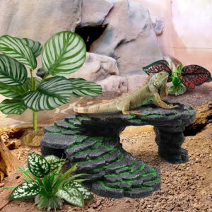 Moonorange Reptile Artificial Plants, Big Terrarium Plants Decorations Supplies, Aquarium Fish Tank Plants, Amphibian Habitat Hideout Tank Accessories(L Set-3pcs/G)