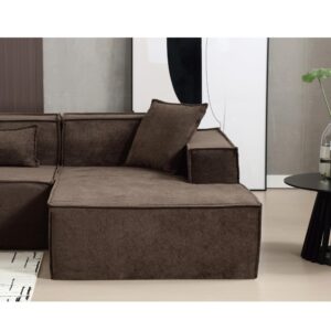 Tosaronia 129.5 X 58 Sectional Sofa L Shaped Couch with Polyester Fabric, 3 Seat Corner Sofa Couch, Modern Upholstered Couch with 4 Pillow Right Chaise Lounge for Living Room Office(Dark Brown)