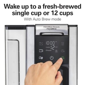 Hamilton Beach FlexBrew 5-in-1 12 Cup Drip and Single Serve Hot & Iced Coffee Maker with Movable 60 oz. Water Reservoir, Use Pod Packs and Grounds, Fast Brewing, LED Touchscreen, Black (49924)