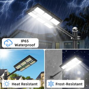 1200W Solar Street Lights Outdoor Waterproof with Remote Control, 1170 LEDS 6500K Solar Parking Lot Lights Dusk to Dawn, Waterproof IP65 Solar Street Light with Motion Sensor for Yard, Garage PACK