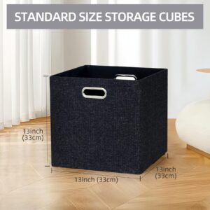 Bosmsd 13x13x13 in Collapsible Storage Bins, Foldable Fabric Cube Storage Boxes with 2 Handles, Ideal for Shelves, Closets, and Clothes, Set of 4