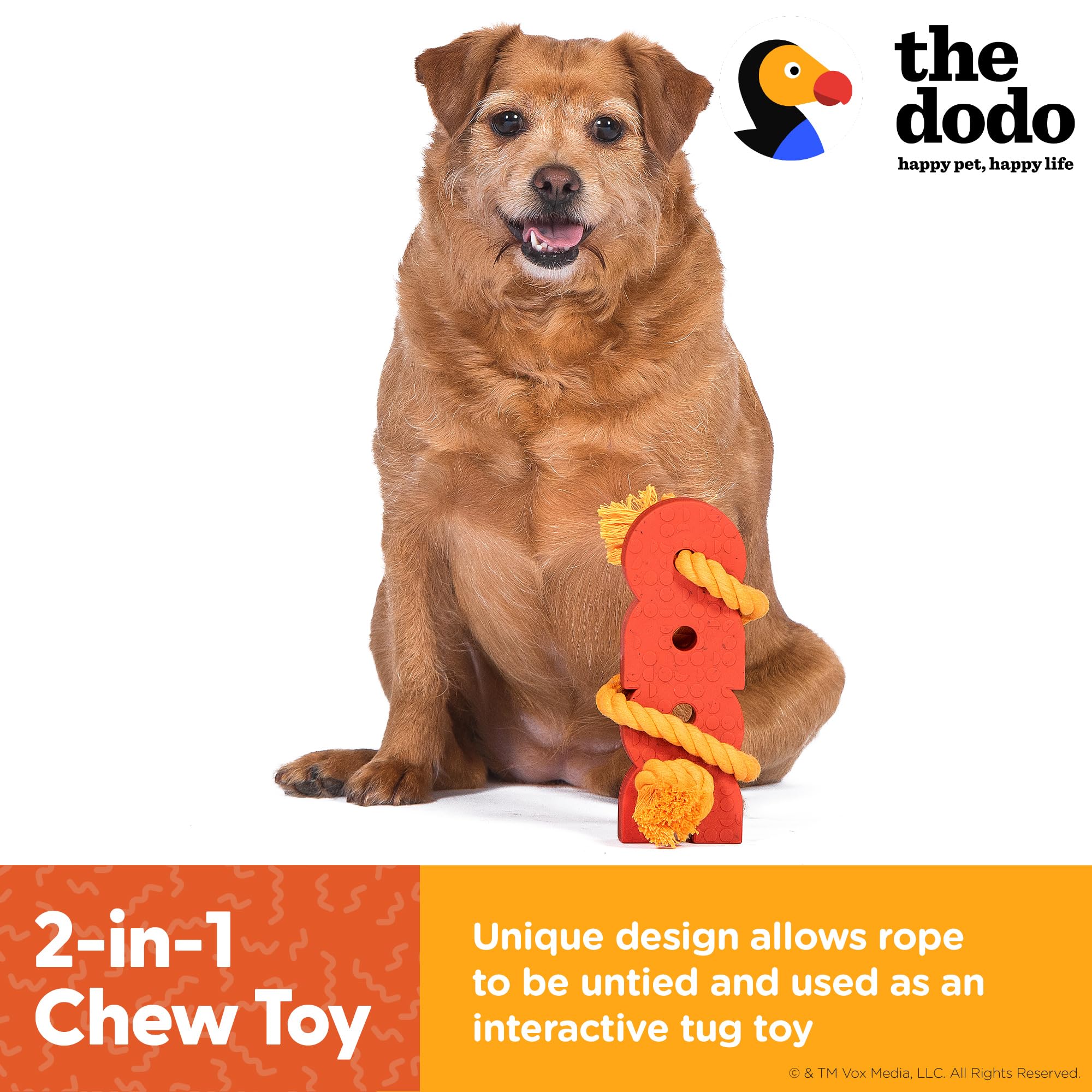 The Dodo 2-in-1 Nylon + Bamboo Dental Chew & Tug, Bacon Scented; Use Small or Large for Two Ways to Play; Tug Rope or Compact Chew