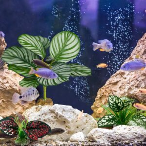 Moonorange Reptile Artificial Plants, Big Terrarium Plants Decorations Supplies, Aquarium Fish Tank Plants, Amphibian Habitat Hideout Tank Accessories(L Set-3pcs/G)