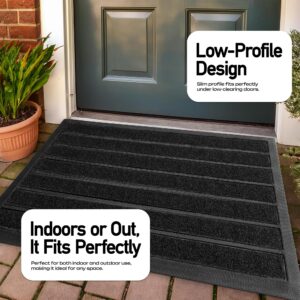 Extra Durable Door Mat - Dirt Trapping Outdoor Welcome Mats - Non-Slip Entrance Mats - Low Profile Front Doormat - Indoor (Black, 30" x 17")