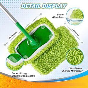 Generic Mop Refill Compatible with Sweeper Mop (2 Pack) - Microfiber Pet Heavy Duty Dust Collector Dry Cloth Refills - Reusable Mop Pad (Mop is Not Included), Green