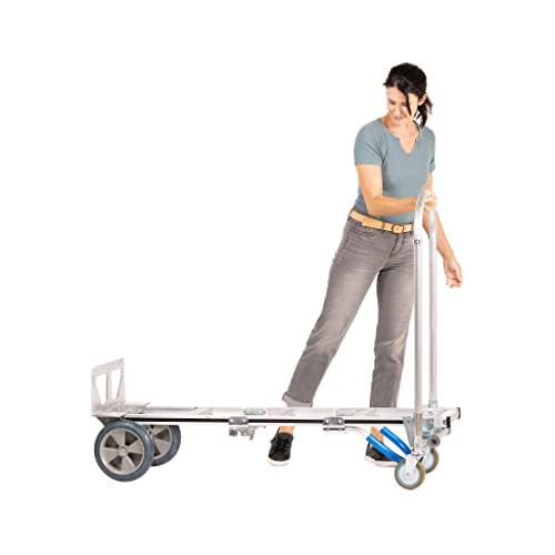 HaulPro Senior Convertible Hand Truck - Heavy Duty Loads 1,000 lbs. Aluminum Moving Dolly Converts from Hand Truck to Platform Push Cart in Seconds-Utility Cart with Anti Slip Handle (UNASSEMBLED)