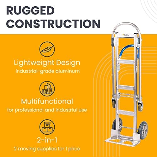 HaulPro Senior Convertible Hand Truck - Heavy Duty Loads 1,000 lbs. Aluminum Moving Dolly Converts from Hand Truck to Platform Push Cart in Seconds-Utility Cart with Anti Slip Handle (UNASSEMBLED)