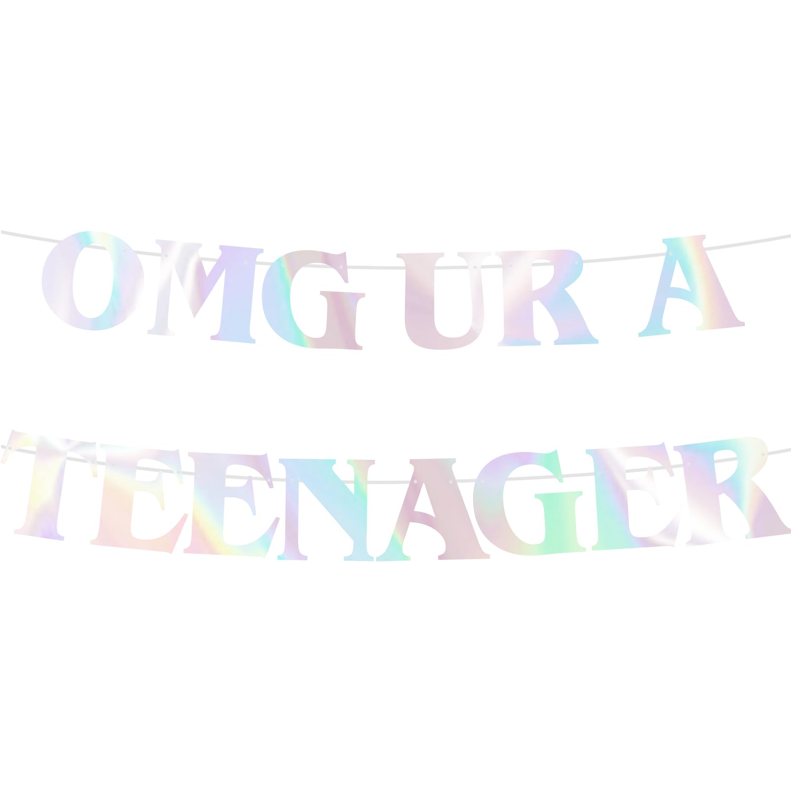 Generic Iridescent 'OMG UR A TEENAGER' Banner, 13th Birthday Party Decor for Girls, 13 Years Old Birthday Sign, Happy 13th Birthday Party Supplies