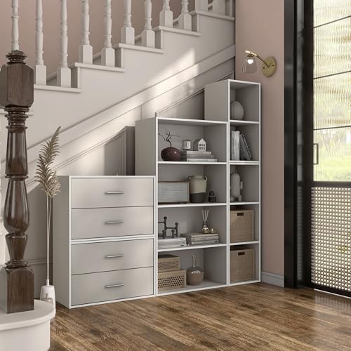 HOMES: Inside + Out Apexa 2-Drawer Wooden Stackable Storage Drawers, Small Food Pantry Cabinet, Cajonera De Madera, Underbed Drawer Dorm Teen Room Decor & Bedroom, Home Office, Kitchen, Taupe Grey