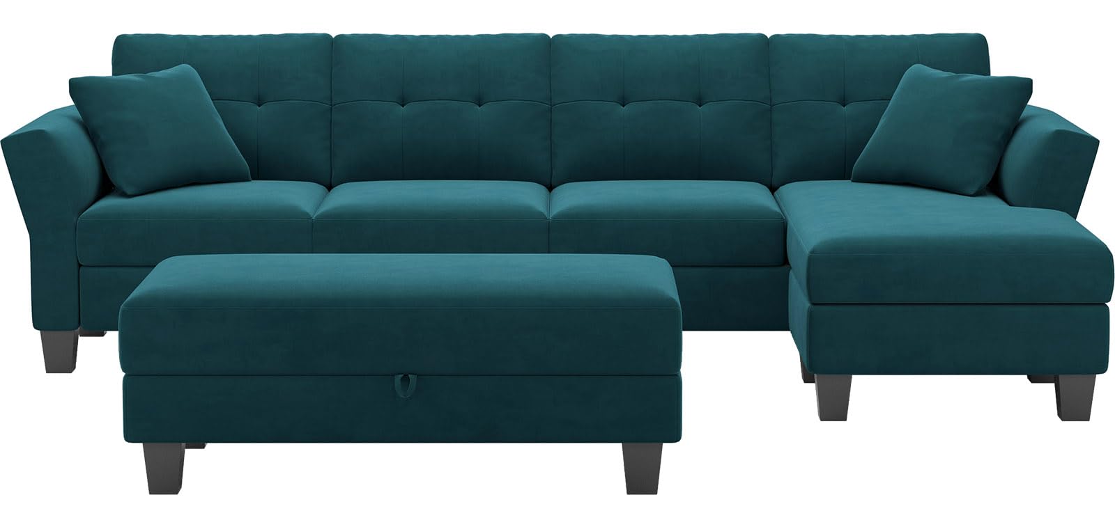 Belffin Convertible L Shaped Couch with Reversible Large Ottoman L Shape Sofa Storage Chaise Sectional Sofa Living Room Furniture Peacock Blue