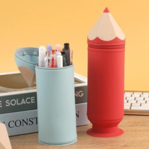 Silicone lightweight waterproof zipper pencil case pencil bag/pouch, cute colourful pencil shape, safe and quality (Sky Blue), QS-2010