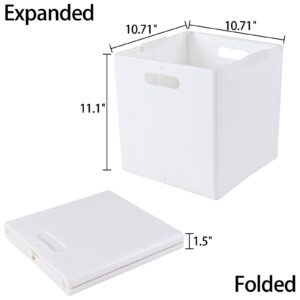 Innouse 4-Pack Collapsible Plastic Storage Cube Bins, Foldable Cube Storage Bin, White