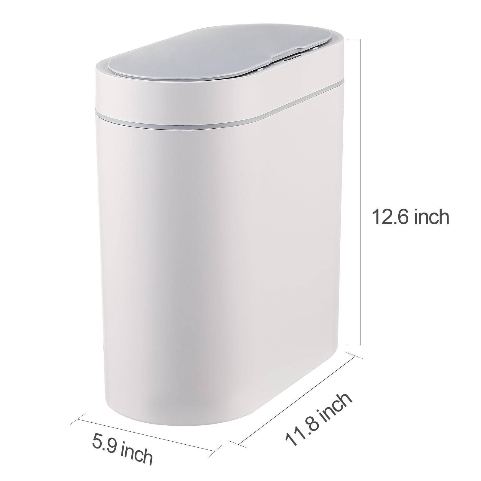 ELPHECO Bathroom Motion Sensor Trash can 2.5 Gallon Automatic Garbage Can, 9.5L Slim Plastic Smart Trash Bin with Lid, touchless Garbage can for Bedroom, Bathroom, Kitchen, Office, White