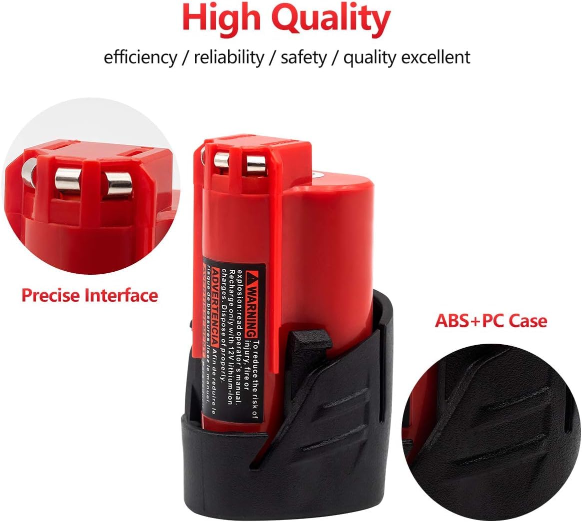 JAUKIST 12V 3.0Ah Replacement Battery Compatible with Milwaukee Battery 48-11-2460 48-11-2411 48-11-2425 Cordless Tools 2 Pack