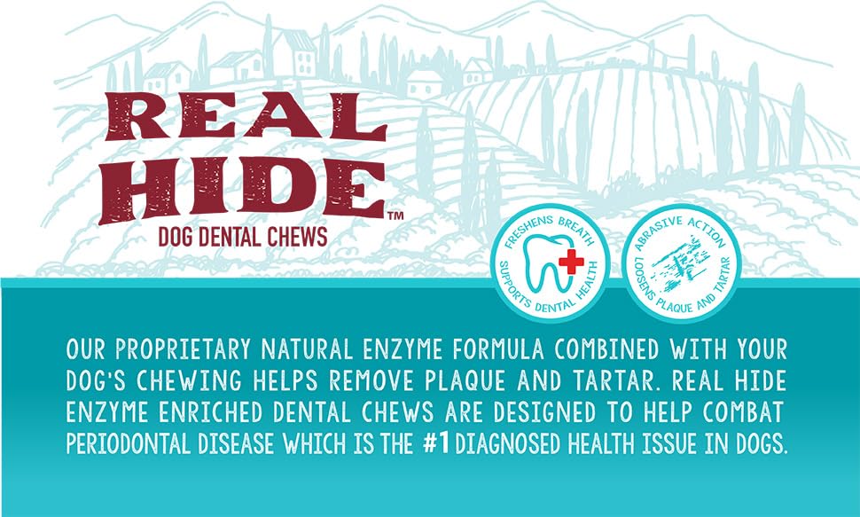 Real Hide | Enzyme Enriched Dental Care Dog Chews | Dog Dental Chews | Medium/Large | Aprox. 30 Chews