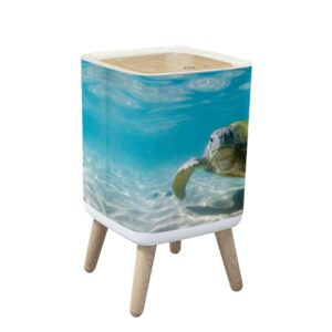 phaibhkerp trash can with lid the green sea turtle garbage can rectangular waste bin press cover dog proof wastebasket for kitchen bathroom living room nursery