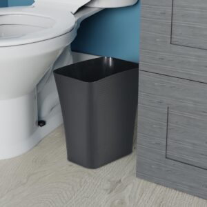 CLOROX Textura Slim Trash Can - 3.1 Gallon Small Waste Basket for Narrow Spaces - Skinny Plastic Garbage Bin for Bathroom, Bedroom, or Office, Black