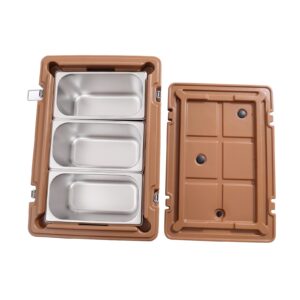 liapdg stainless steel insulated food pan carrier box, 7.93gal hot box for catering removable food warmer box -20~80℃ with 3 x food pans & carrying buckles hot food hot for about eight hours