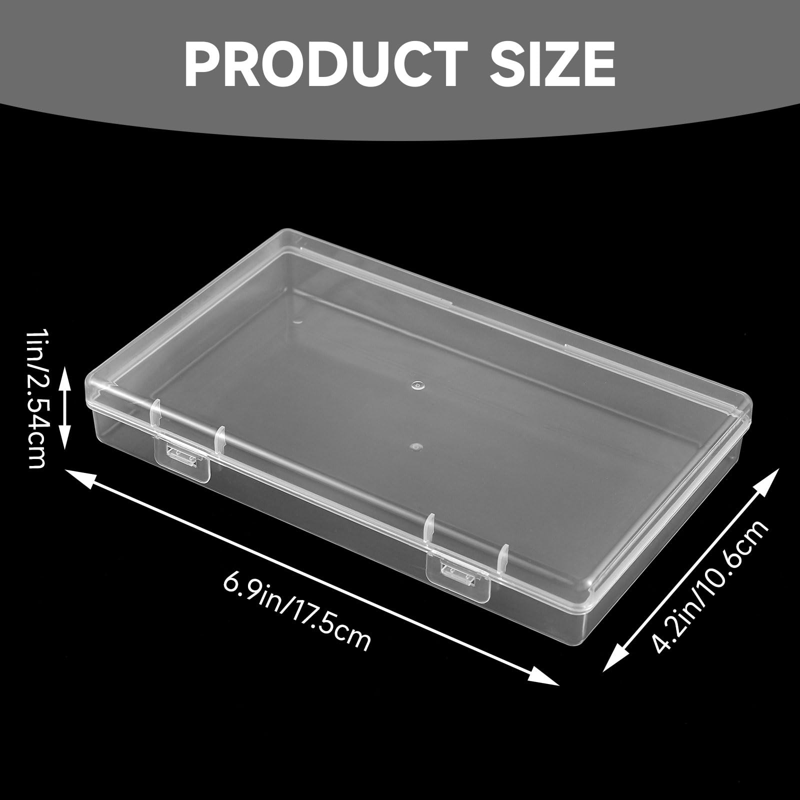 Lemecima 6 Pack Rectangular Clear Plastic Storage Containers Box with Hinged Lid for Beads and Other Small Craft Items (6.9 x 4.2 x 1 inch)