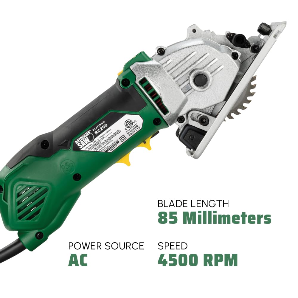 ROTORAZER SAW Platinum Compact Circular Saw Set - New Model for 2024! Extra Powerful - Deeper Cuts! Cut Drywall, Tile, Grout, Metal, Pipes, PVC, Plastic, and Copper. AS SEEN ON TV! (Green)