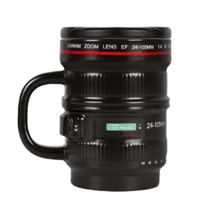 sngtmug camera lens mug, camera lens coffee mug, camera mug, photographer gifts, cool gifts for photographers, photography gifts, camera lens cup with lid and handle, 16 ounce