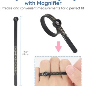 Ring Sizer Adjuster for Loose Rings, 187 Piece Ring Size Adjuster Set, w/16 Plug-in Invisible Ring Adjuster, 12 Spiral Silicone Tightener Set,Fit Any Rings,156 EVA Stickers w/Ring Size Measuring Tool