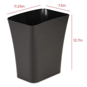 CLOROX Textura Slim Trash Can - 3.1 Gallon Small Waste Basket for Narrow Spaces - Skinny Plastic Garbage Bin for Bathroom, Bedroom, or Office, Black