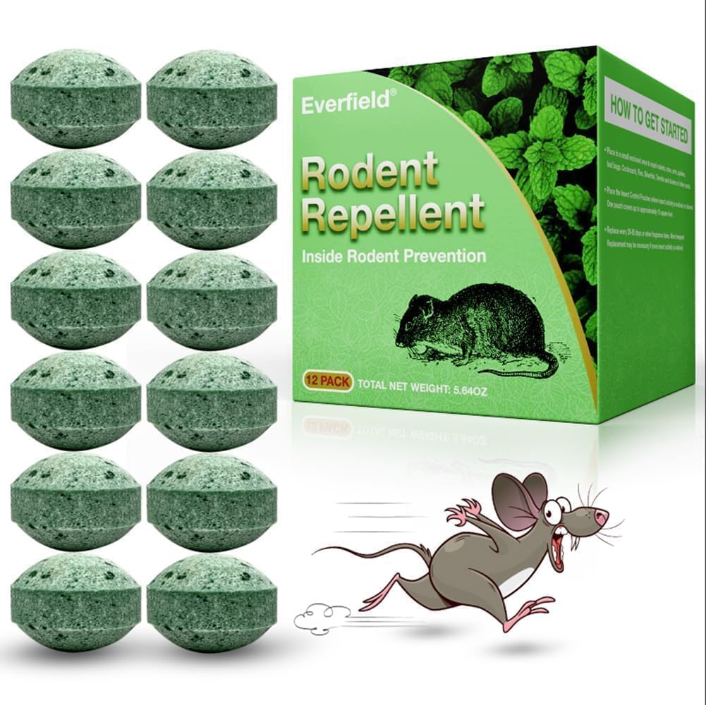 Mice Rodent Repellent, 24Pcs Peppermint Oil Moth Balls for Rats Mouse Repellent