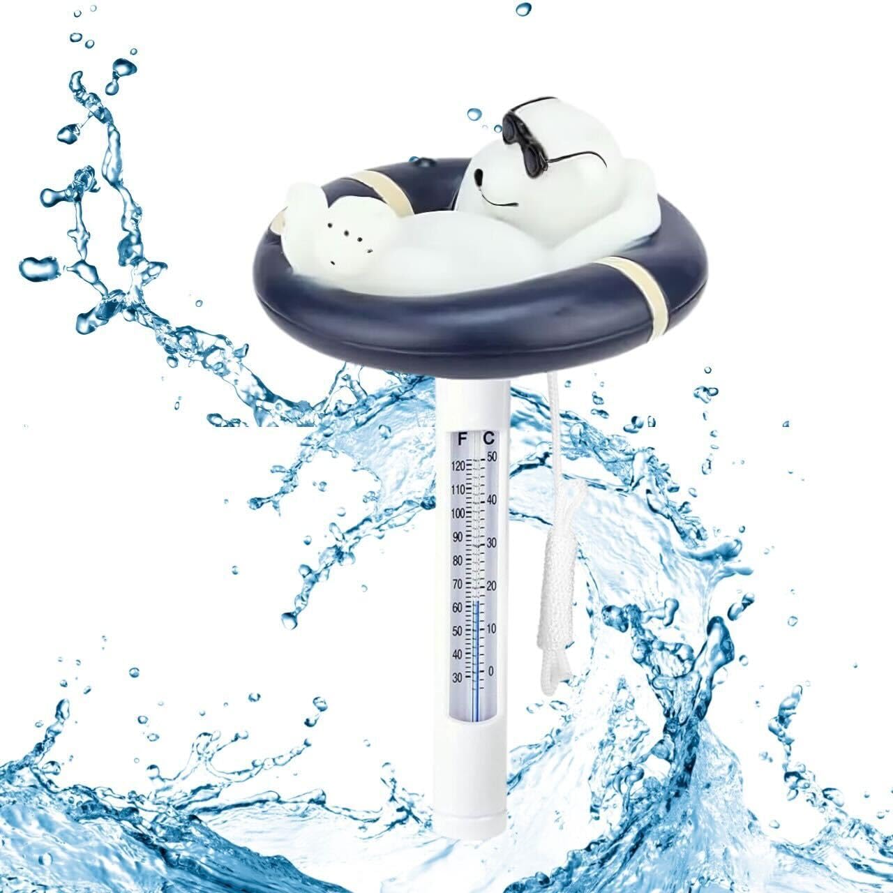 Generic Floating Pool Temperature Thermometer | Easy Read Water Temperature Outdoor & Indoor | Adorable Polar Bear Shape Design Water Thermometer for Swimming Pools Hot Tubs & Spas