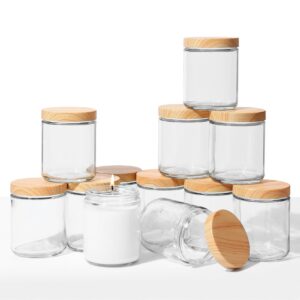 aqsxo 6 pack 8oz thick glass jars with lids, clear round containers empty food storage containers for food storage, canning, spices.