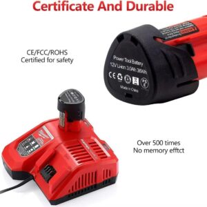 JAUKIST 12V 3.0Ah Replacement Battery Compatible with Milwaukee Battery 48-11-2460 48-11-2411 48-11-2425 Cordless Tools 2 Pack