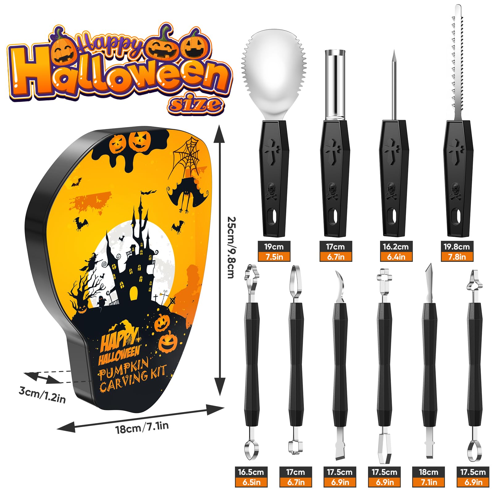 25PCS Halloween Pumpkin Carving Kit with Stencils, Pumpkin Carving Tools, Professional Pumpkin Carving Stencils for Adults, Pumpkin Carving Knife, Pumpkin Carving Set for Halloween Pumpkin Decorations