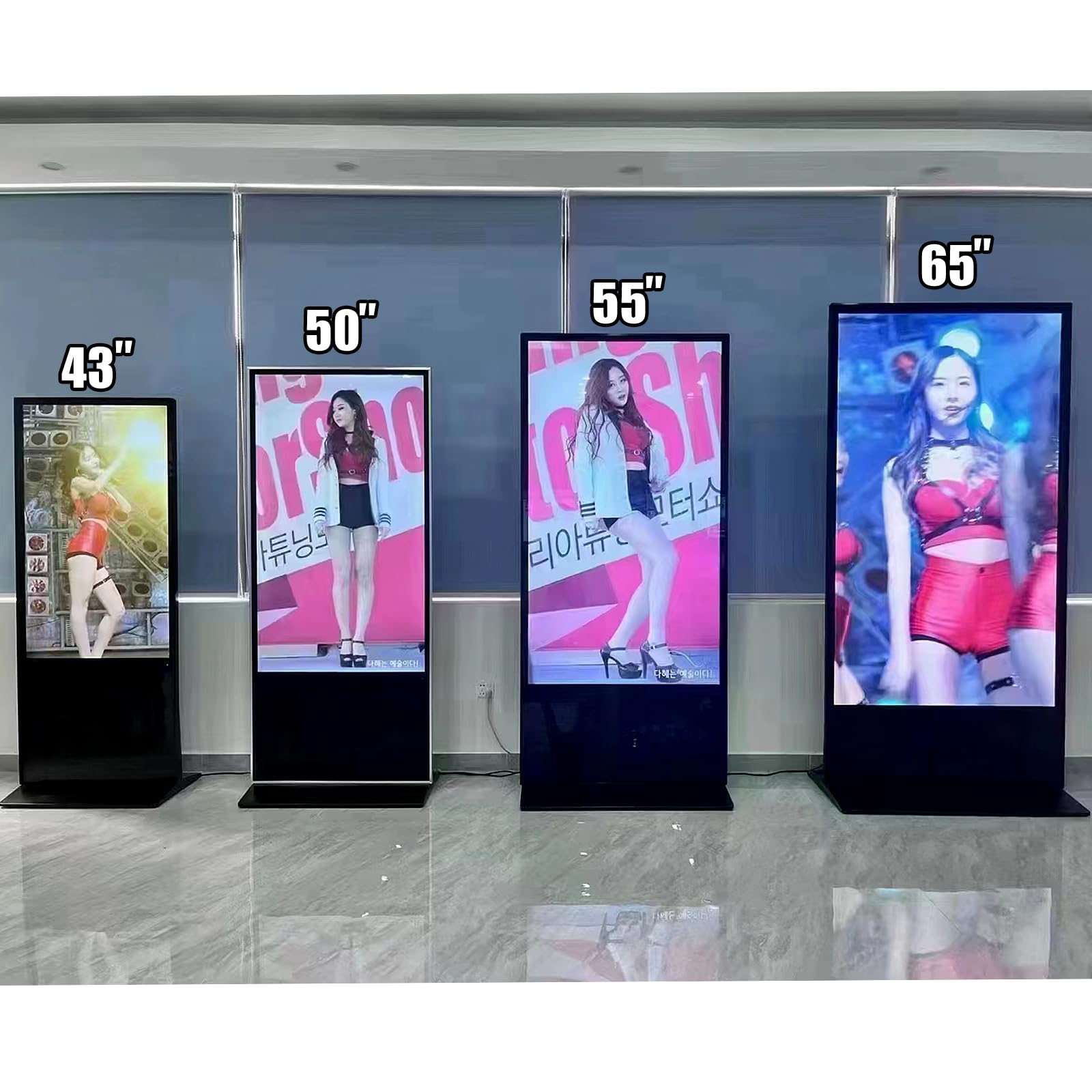 55 Inch Digital Signage Kiosk Non-Touchscreen,2GB+16GB Android 11,Floor Standing LCD Digital Signage, Commercial Interactive Advertising Display Screen, Digital Signage with Auto Media Player White