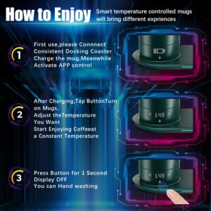 LEGARDLILIU Smart Self Heating Coffee Mug 18 Oz Temperature Control Heated Coffee Mug App Controlled Warmer Mug 5-10 Hour LED Display Keep Coffee Hot All Day Fast Wireless Charger Base Jade Green