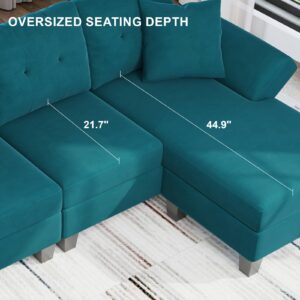 Belffin Convertible L Shaped Couch with Reversible Large Ottoman L Shape Sofa Storage Chaise Sectional Sofa Living Room Furniture Peacock Blue