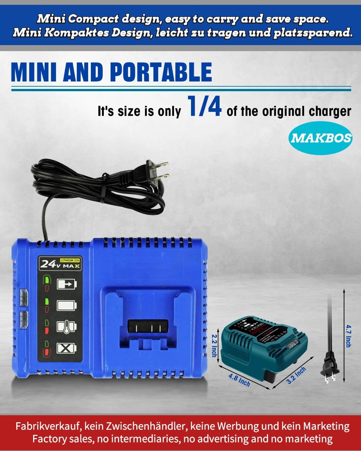 Mini Charger for Kobalt 24V Battery Charger Replacement,for Kobalt 24-Volt Power Equipment Battery Rapid Quick Charger,for Kobalt 24V Battery Portable DIY Mini Charger Adapter(for 24V Battery Only)