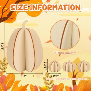 COCHIE DIY 3D Pumpkin Fall Wood Crafts to Paint for Kids Adults, Paintable Unfinished Wooden Slices for Craft, Autumn Pumpkins Cutouts Ornaments for Painting Decorations (24 PCS)