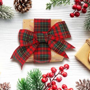 Tenn Well Buffalo Plaid Ribbon, 9.8 Yards 2.5 inch Wired Christmas Ribbon, Red and Green Plaid Ribbon for Christmas Tree, Bow Making, Wreath Making, Holiday Decorations