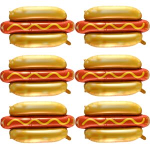 6pcs hot dog balloon food themed balloons, hot dog decorations balloons for birthday, baby shower, carnival, fast food snacks bbq party decorations