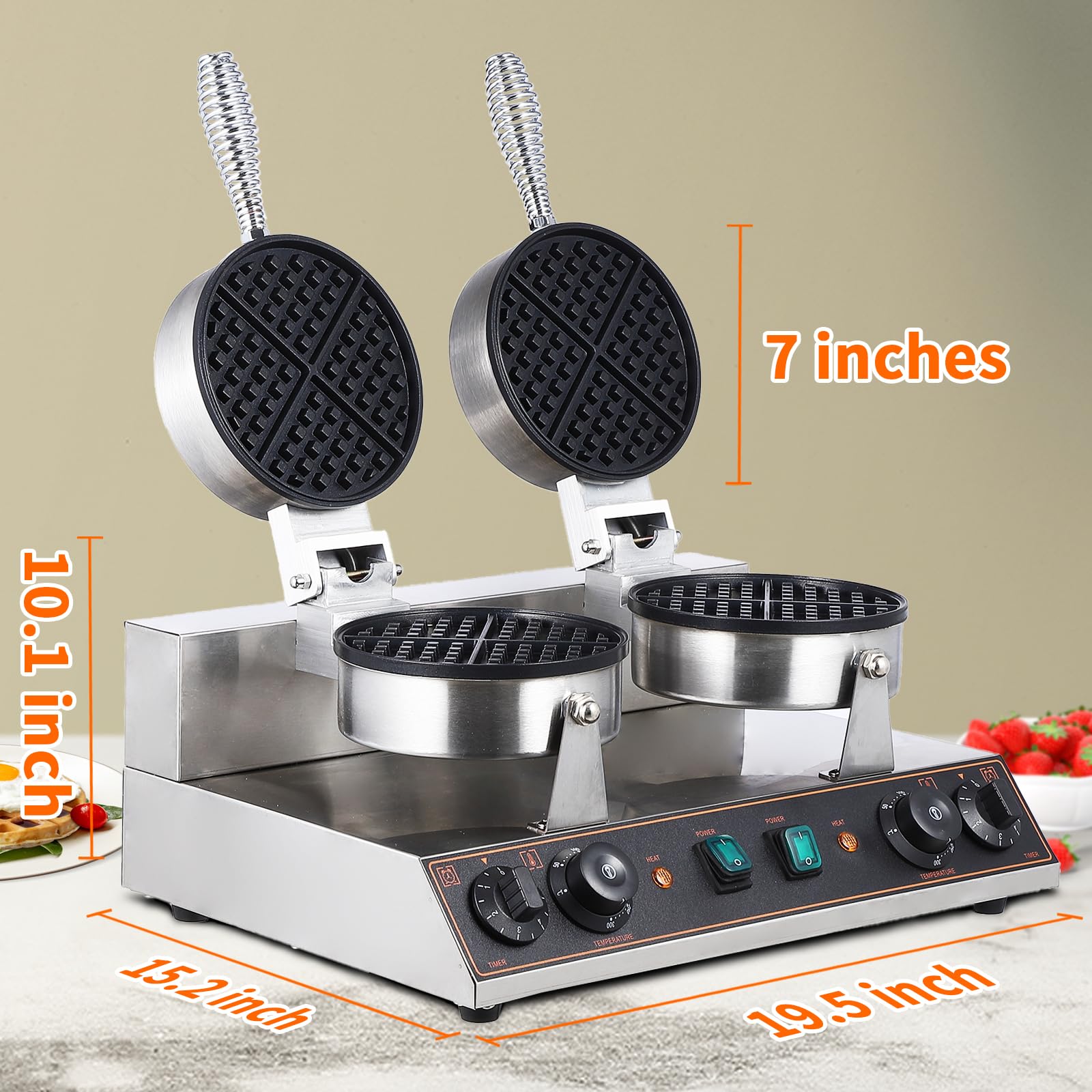 GarveeTech Commercial Electric Waffle Cone Maker - Commercial Quality, Nonstick Surface, Efficient Heating