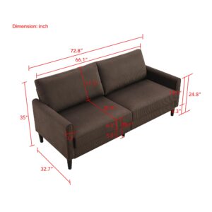 LULUTONG 72.8'' Upholstered Modern Sofa, 3 Seater Comfy Couch for Bedroom and Living Room, Designed for Small Spaces, Apartment, Bedroom, Dorm, Office, Easy Assembly (Corduroy, Dark Brown)